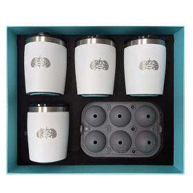 Toadfish Non-Tipping 10oz White Rocks Tumblers w/Ice Ball Tray - 4 Tumblers