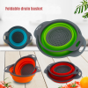 Factory Direct Sales Silicone Foldable Vegetable Basket Kitchen Drain Basket Plastic Vegetable Washing Basin round Creative Vege