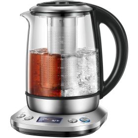 Electric Kettle; 1200W Variable Temperature Smart Tea Kettle; Fast Boil Electric Glass Kettle with 2Hr Keep Warm Function; Premium Stainless Steel; Bo