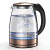 Electric Kettle; 1.7L Glass Boiler Electric Tea Kettle with Blue LED Indicator Light; Cordless Teapot Tea Heater; 304 Stainless Steel Hot Water Kettle