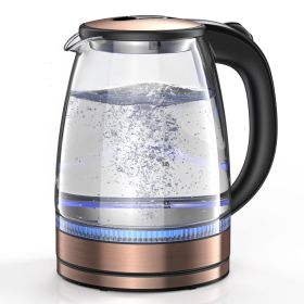 Electric Kettle; 1.7L Glass Boiler Electric Tea Kettle with Blue LED Indicator Light; Cordless Teapot Tea Heater; 304 Stainless Steel Hot Water Kettle