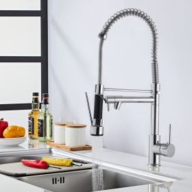 Kitchen Faucet With Pull Down Sprayer; 360 Degrees Stainless Steel Spring Kitchen Faucet; Copper Alloy Bathroom&Kitchen Faucet ; Silver