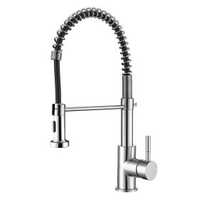 Single Handle Pull Down Kitchen Faucet Spring Sprayer Brushed Nickel Sink Faucet