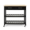 Enon Modern Kitchen Trolley on Wheels Black