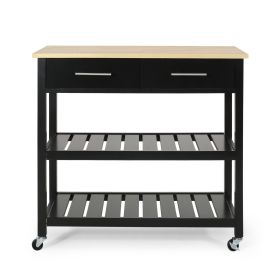 Enon Modern Kitchen Trolley on Wheels Black