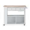 Julien Kitchen Trolley on Wheels Natural Tabletop+White