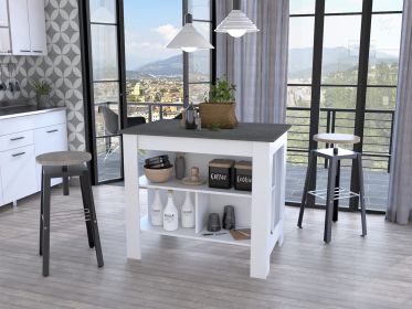 Rockaway 3-Shelf Kitchen Island White and Onix