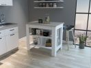 Rockaway 3-Shelf Kitchen Island White and Light Grey