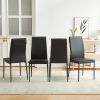 Dining chairs set of 4; Black modern kitchen chair with metal leg