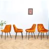 Modern Orange Velvet Dining Chairs ; Fabric Accent Upholstered Chairs Side Chair with Black Legs for Home Furniture Living Room Bedroom Kitchen Dinnin