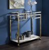 Neilo Serving Cart in Clear Glass; Faux Marble &amp; Wire Brass Finish AC00159