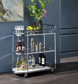 Inyo Serving Cart in Clear Glass &amp; Chrome Finish AC00161