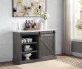 Gauri Kitchen Island in Marble Top Top &amp; Gray Oak Finish AC00308