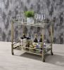 Matiesen Serving Cart; Antique Gold &amp; Clear Glass 98350