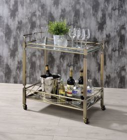 Matiesen Serving Cart; Antique Gold &amp; Clear Glass 98350