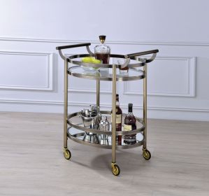 Lakelyn Serving Cart; Brushed Bronze &amp; Clear Glass 98190