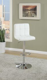 White Faux Leather Bar Stool Counter Height Chairs Set of 2 Adjustable Height Kitchen Island Stools Modern