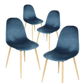 Dining Chair Set of 4; Mid Century Modern Side Dining Kitchen Chair Velvet Upholstered Dining Chair for Kitchen Restaurant and Living Room. Dark Blue&