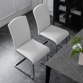 Set of 2 White Dining Chair Faux Leather Upholstered Side Kitchen and Dining Room Chair