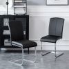 Set of 2 Black Dining Chair Faux Leather Upholstered Kitchen Side Chair