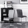 Set of 2 Grey Dining Chair Faux Leather Upholstered Kitchen Island Side Chair