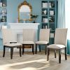 TOPMAX Farmhouse 4-Piece Wood Dining Chair Set for 4; Kitchen Upholstered Dining Chairs for Small Places; Gray Legs+Beige Cushion