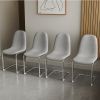 Dining Chairs Set of 4; Spoon shape Modern Style Dining Kitchen Room Upholstered Side Chairs; Accent Chairs with Soft Linen Fabric Cover Cushion Seat