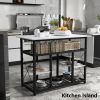 TOPMAX Multifunctional Counter Height Kitchen Dining Room Prep Table Kitchen Island; Kitchen Rack with Large Worktop; Console Side Table for Living Ro