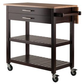 Langdon Kitchen Cart, Drop Leaf, Cappuccino and Natural