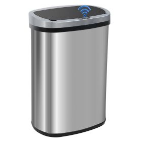 Touch Free Sensor Stainless Steel Trash Can; 13.2 Gallon