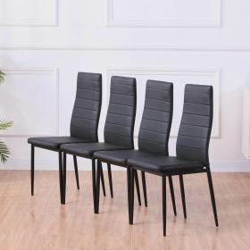 Set of 4 Leather Dining Chairs with Padded Seat Foot Cap Protection; Modern High Back Upholstered Chair with Steel Frame; Easy for Assemble; Ergonomic