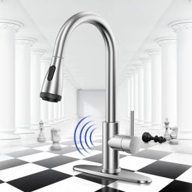 Touchless Kitchen Faucet-Smart Kitchen Sink Faucet sensor; 4Mode Pull Down Kitchen Sprayer; Fingerprint Resistant; Dual Temp. Handle with 1/3 Hole Dec