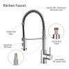 Single Handle Pull Down Spring Sprayer Kitchen Faucet in Brushed Nickel