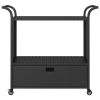 vidaXL Bar Cart with Drawer Black 39.4"x17.7"x38.2" Poly Rattan