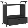 vidaXL Bar Cart with Drawer Black 39.4"x17.7"x38.2" Poly Rattan