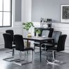 Set of 2 Black Dining Chair Faux Leather Upholstered Kitchen Side Chair