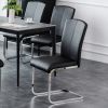 Set of 2 Black Dining Chair Faux Leather Upholstered Kitchen Side Chair