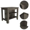 Rockaway 3-Shelf Kitchen Island Dark Brown