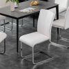 Set of 2 White Dining Chair Faux Leather Upholstered Side Kitchen and Dining Room Chair