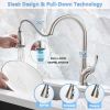 Pull Down Kitchen Faucet with Sprayer Stainless Steel Brushed Nickel - Single Handle Commercial High Arc Pull Out Spray Head with Deck Plate