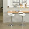 Ergonomic Streamlined Kitchen Island Stools Set of 2 ABS Counter Height Bar Chairs with Footrest Chrome Base for Kitchen Pub Island Bar; White High Gl