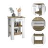 Cala Kitchen Island 23; Two Shelves; Two Drawers -White / Light Oak