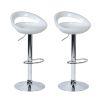 Ergonomic Streamlined Kitchen Island Stools Set of 2 ABS Counter Height Bar Chairs with Footrest Chrome Base for Kitchen Pub Island Bar; White High Gl