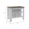 Cala Kitchen Island; Four Legs; Three Shelves -White / Walnut