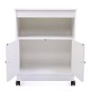 Wood Kitchen Microwave Cabinet Cart with 4 Universal Wheels and Roomy Inner Space for Home Use; White