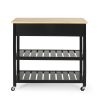 Enon Modern Kitchen Trolley on Wheels Black