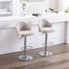 Set of 2 Counter Swivel Bar Stools Adjustable Bent Wood Back Chrome Nailhead Trim Barstools with Back for Kitchen Counter Tall Bar Height Chairs Towel