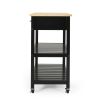 Enon Modern Kitchen Trolley on Wheels Black