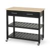 Enon Modern Kitchen Trolley on Wheels Black