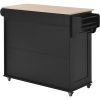 Kitchen Island Cart with Two Storage Cabinets and Four Locking Wheels; Wine Rack; Two Drawers; Spice Rack; Towel Rack